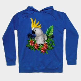 Parrot Tropical Floral White Hoodie